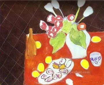 Tulipanes y ostras sobre fondo negro fauvismo abstracto Henri Matisse Pinturas al óleo